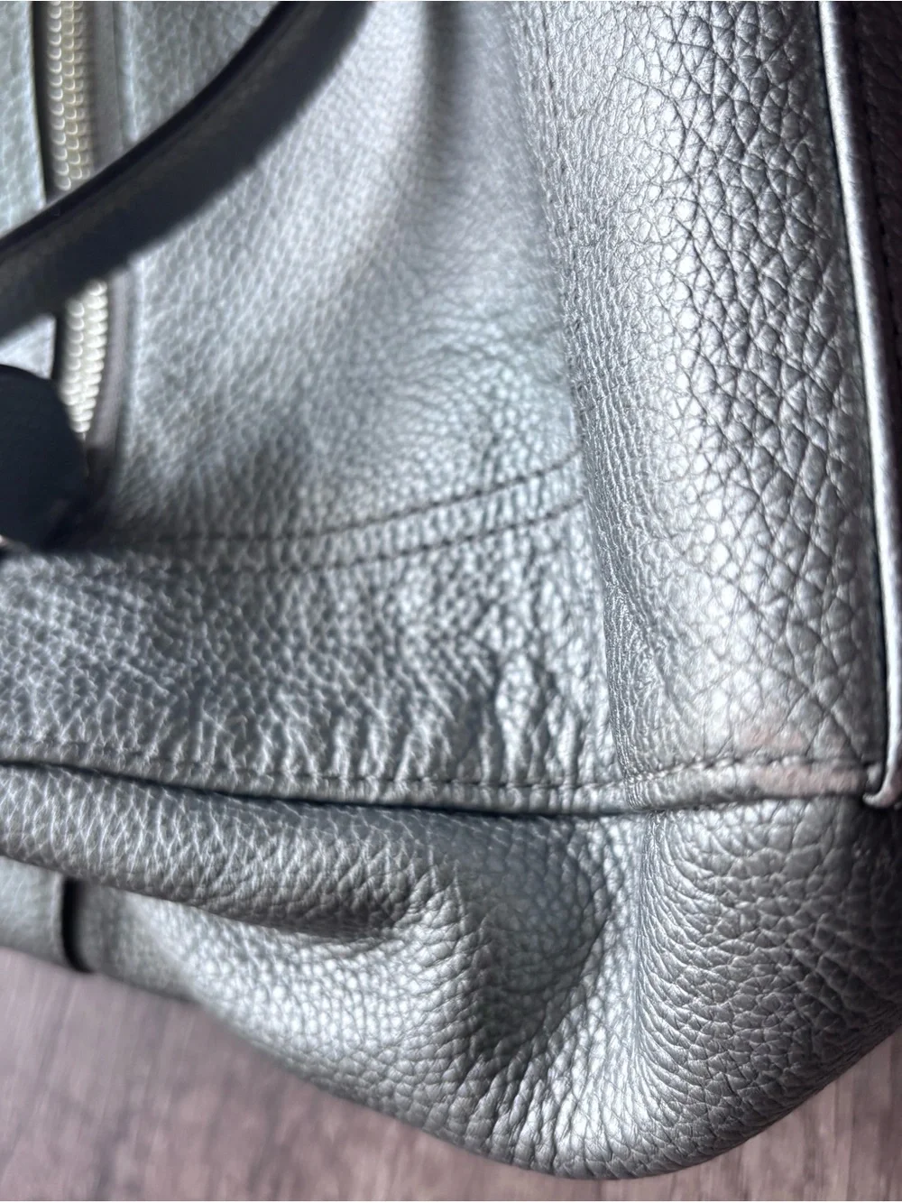 Coach Penelope Carryall Metallic Silver Leather Turnlock Tote